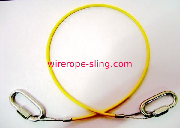 Покрытые Пвк связи желтого цвета подъемных стропов веревочки стального провода быстрые на обеих сторонах