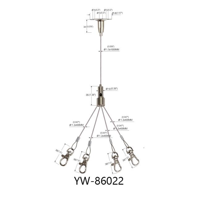 Four Legs With Lobster Clip аrt Cable Hanging System Brass 1000mm Length YW86022 0