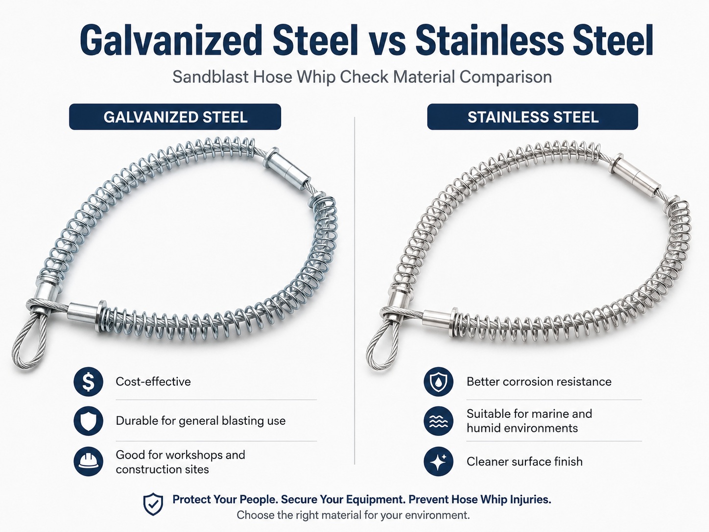 Galvanized steel and stainless steel sandblast шланг проверка whip material comparison Galvanized steel and stainless steel sandblast шланг проверка whip material comparison
